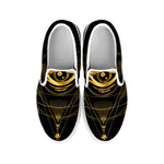 Geometric Eye of Providence Print White Slip On Shoes