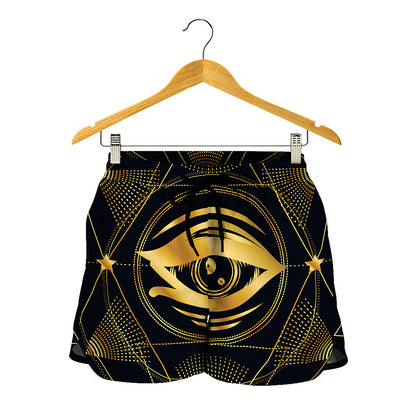 Geometric Eye of Providence Print Women's Shorts