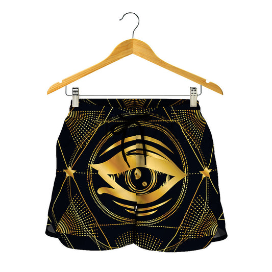 Geometric Eye of Providence Print Women's Shorts