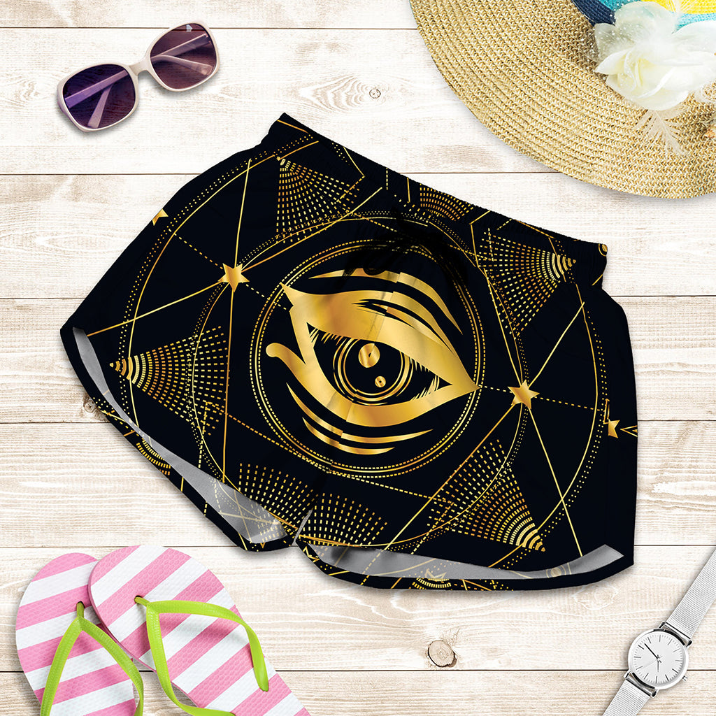Geometric Eye of Providence Print Women's Shorts