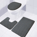 Geometric Floral Print 3 Piece Bath Mat Set
