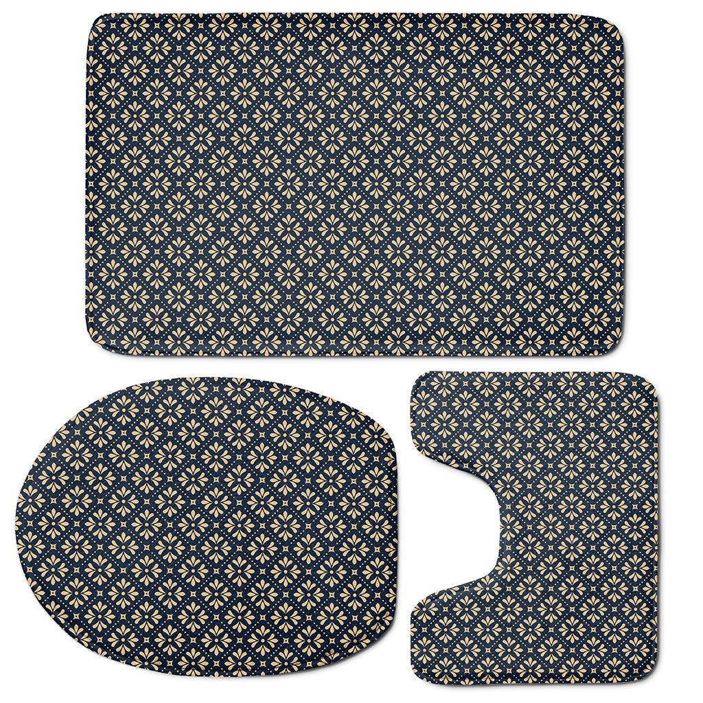 Geometric Floral Print 3 Piece Bath Mat Set