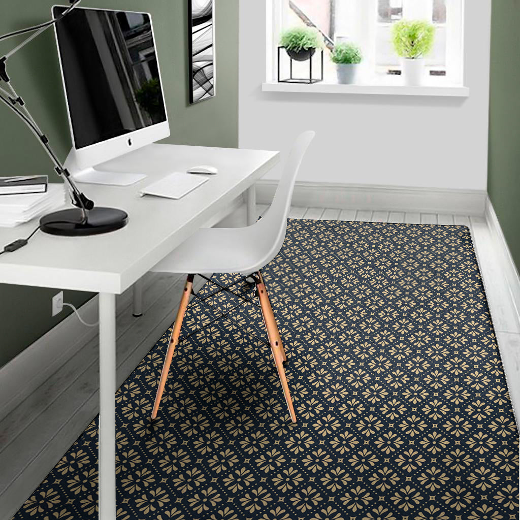Geometric Floral Print Area Rug