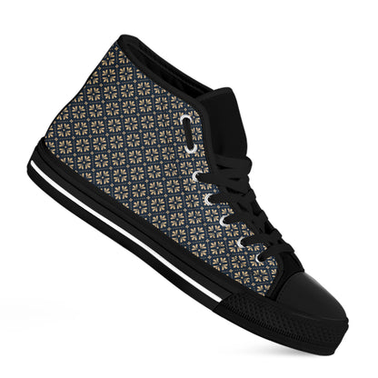 Geometric Floral Print Black High Top Shoes