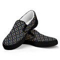 Geometric Floral Print Black Slip On Sneakers