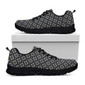 Geometric Floral Print Black Running Shoes