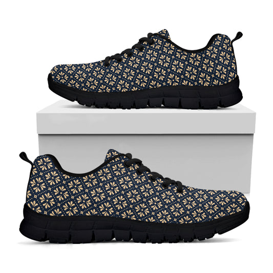 Geometric Floral Print Black Sneakers
