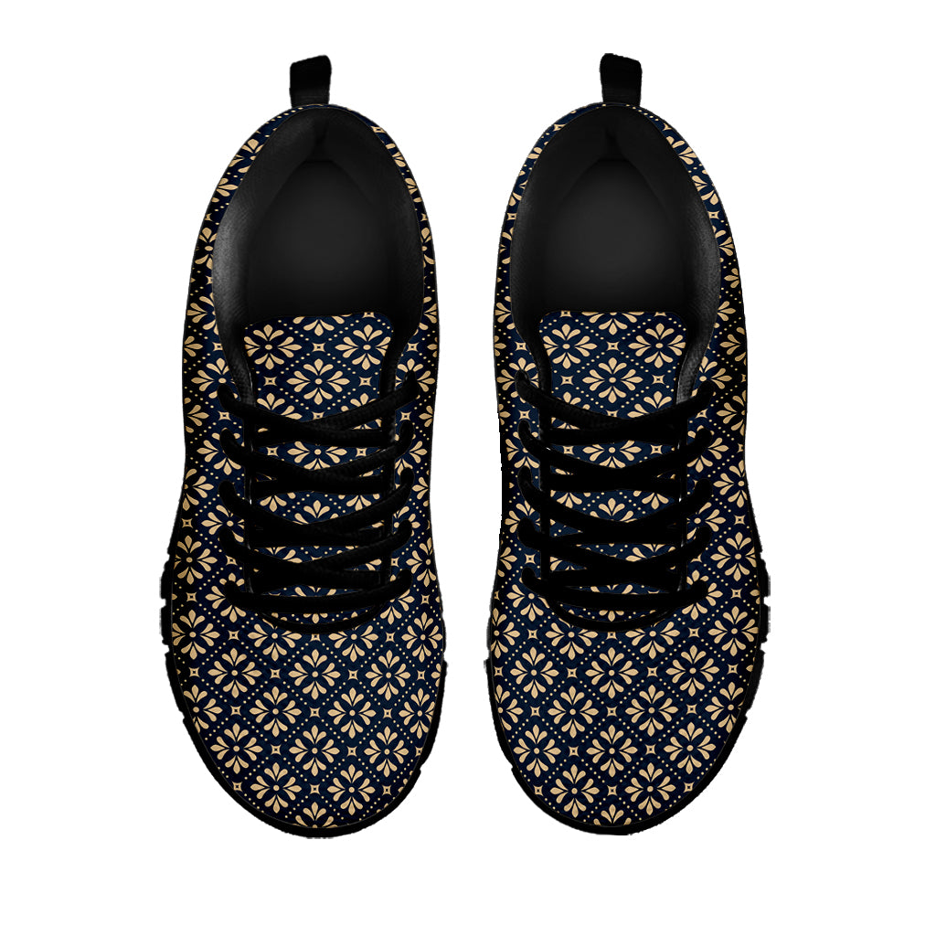 Geometric Floral Print Black Sneakers