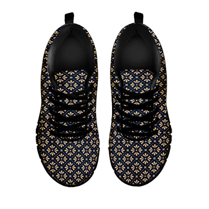 Geometric Floral Print Black Sneakers