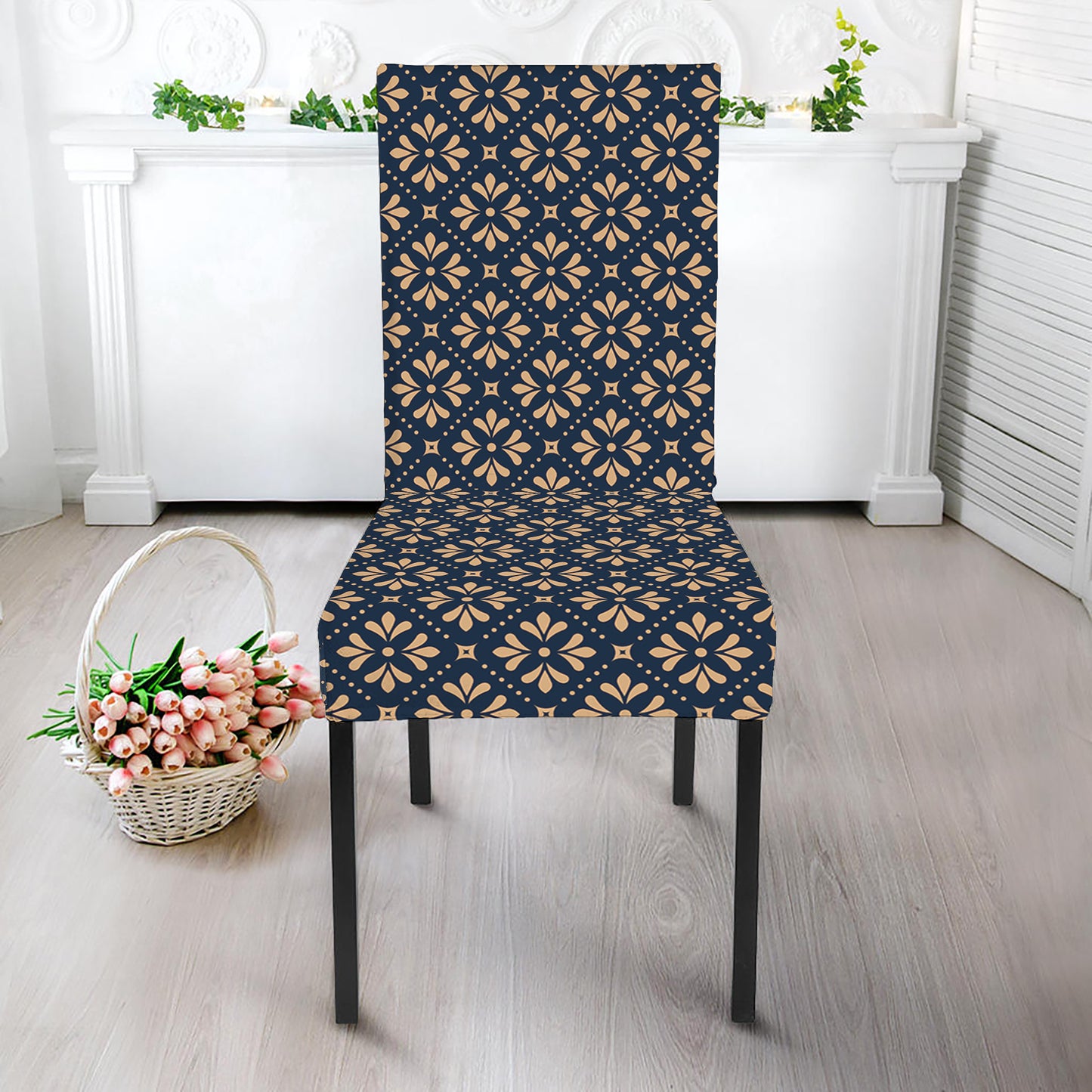 Geometric Floral Print Dining Chair Slipcover