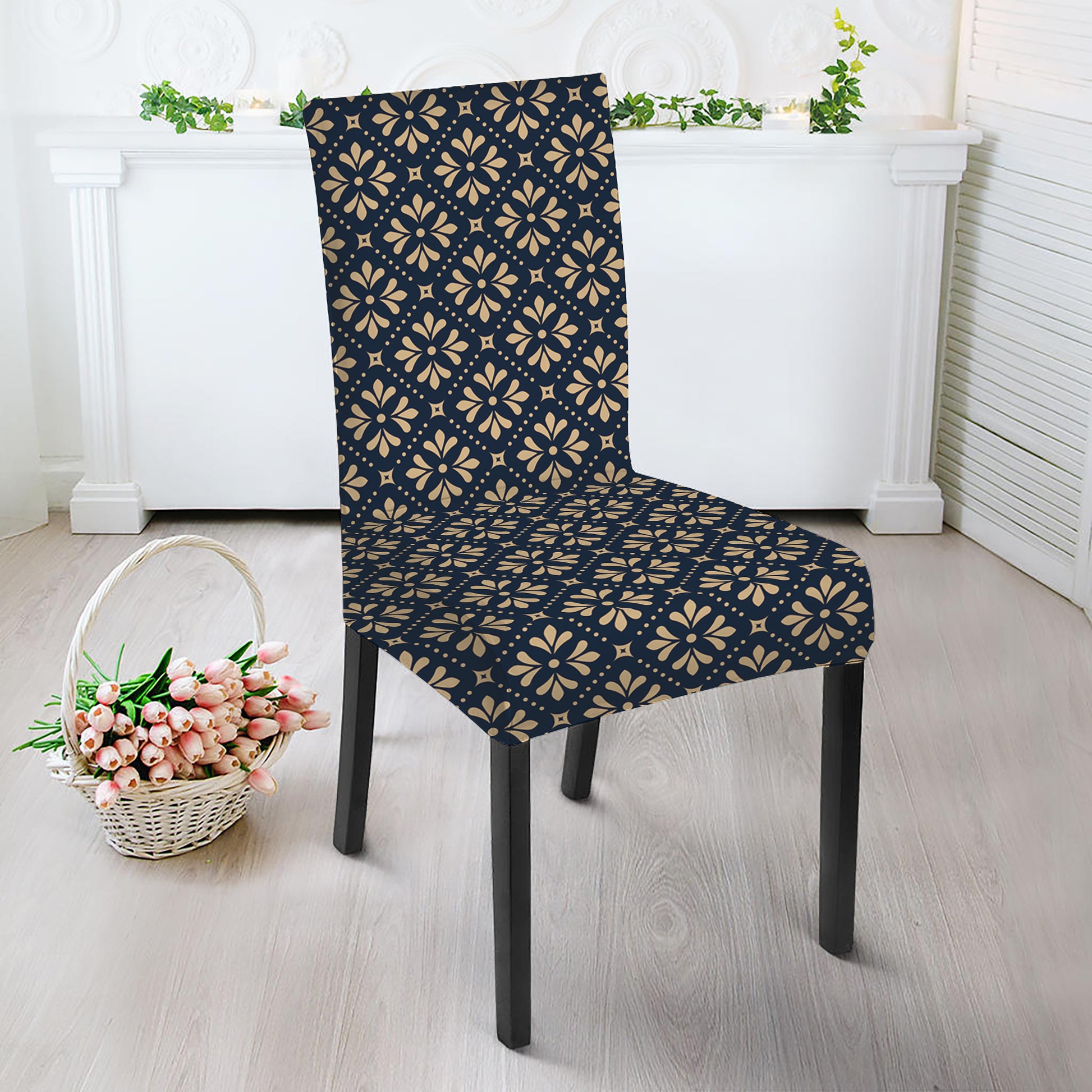 Geometric Floral Print Dining Chair Slipcover