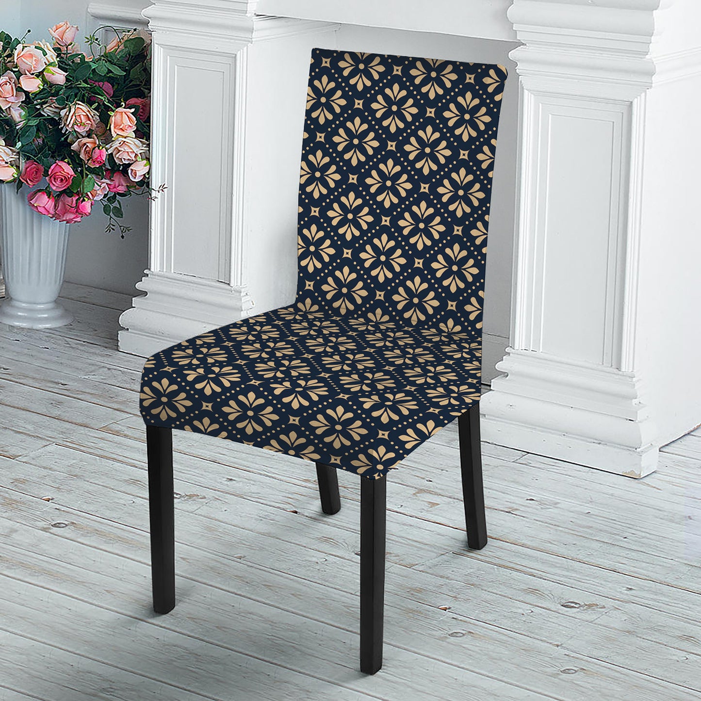 Geometric Floral Print Dining Chair Slipcover