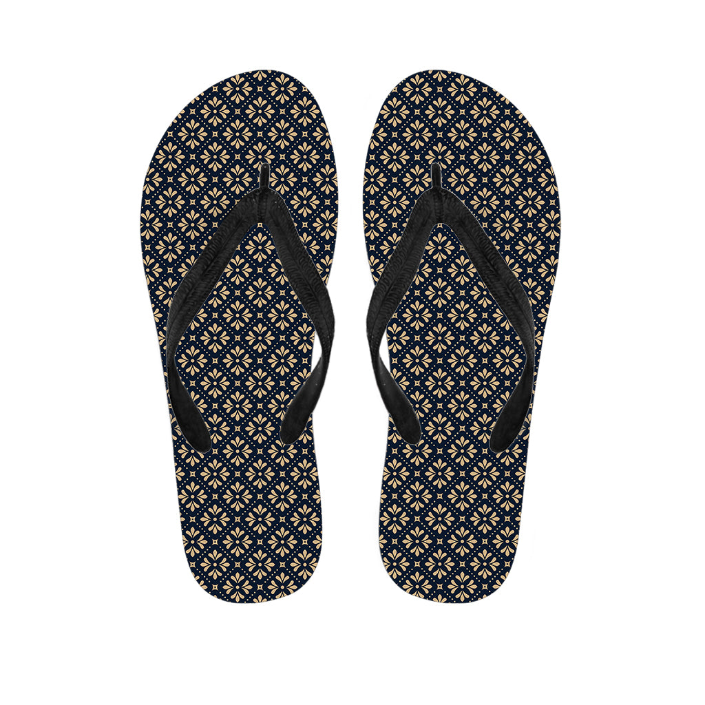 Geometric Floral Print Flip Flops