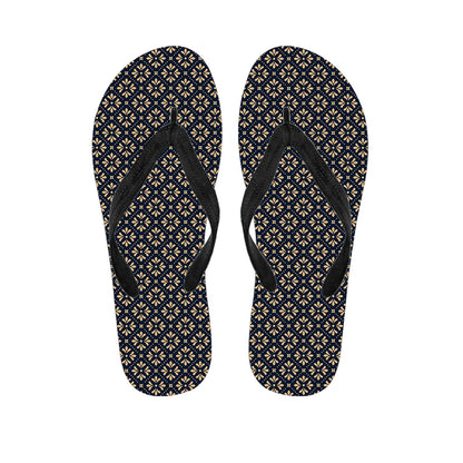 Geometric Floral Print Flip Flops