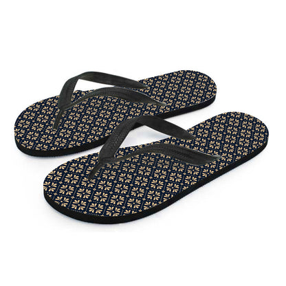 Geometric Floral Print Flip Flops