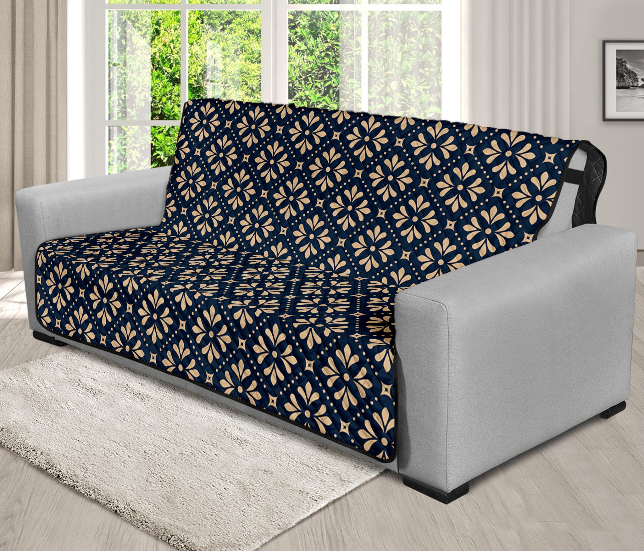 Geometric Floral Print Futon Protector