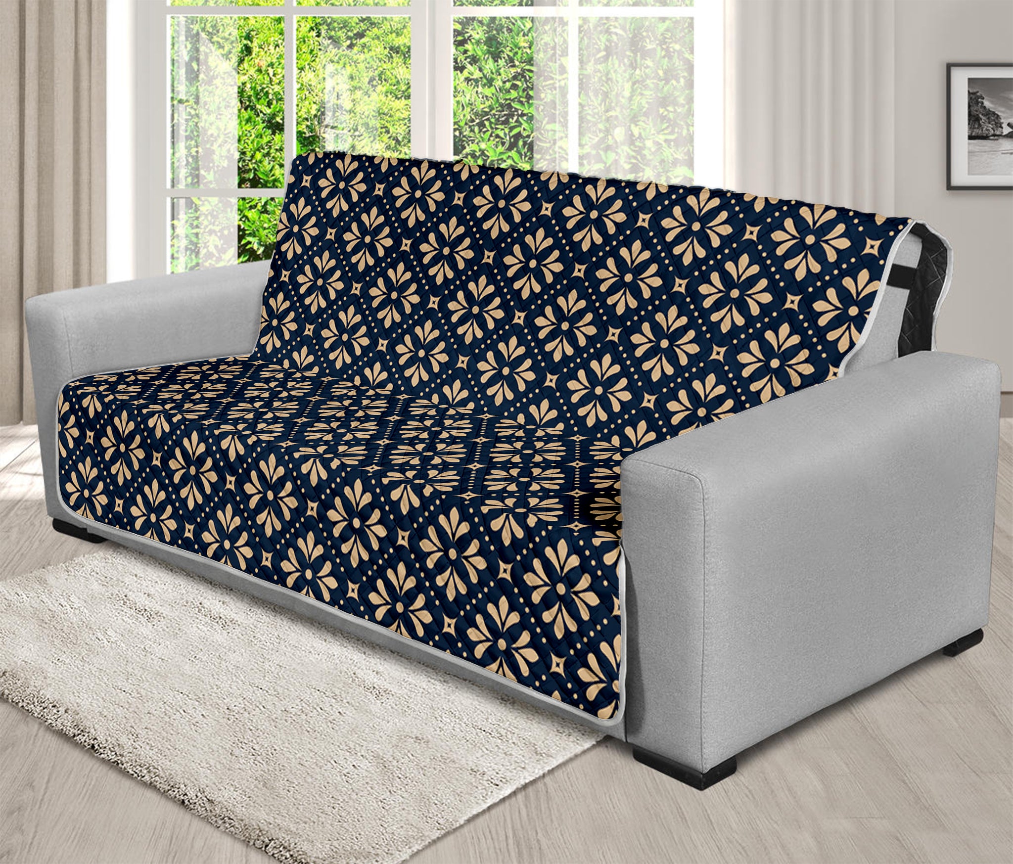 Geometric Floral Print Futon Protector