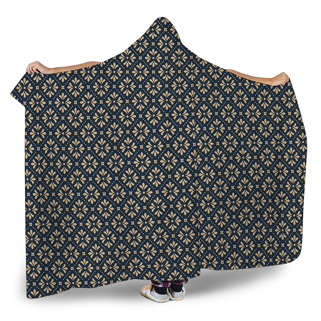 Geometric Floral Print Hooded Blanket