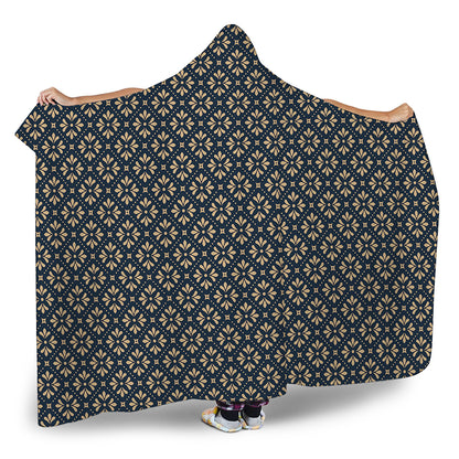 Geometric Floral Print Hooded Blanket