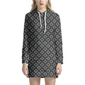 Geometric Floral Print Pullover Hoodie Dress