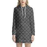 Geometric Floral Print Hoodie Dress