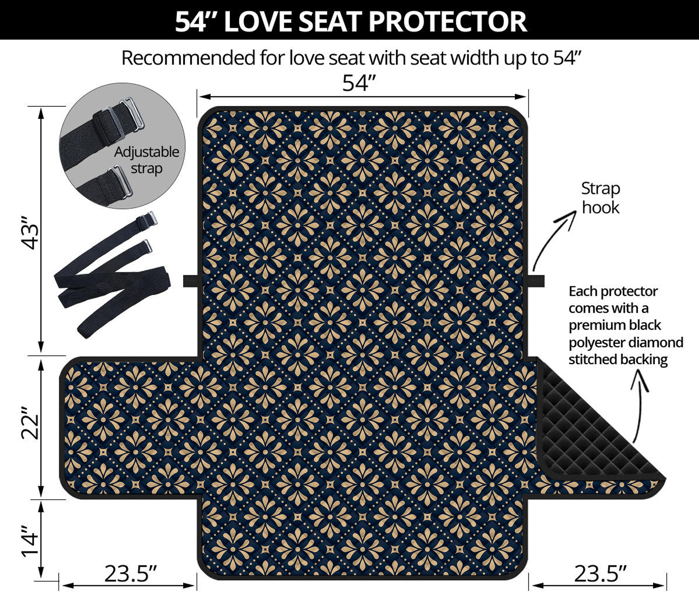 Geometric Floral Print Loveseat Protector