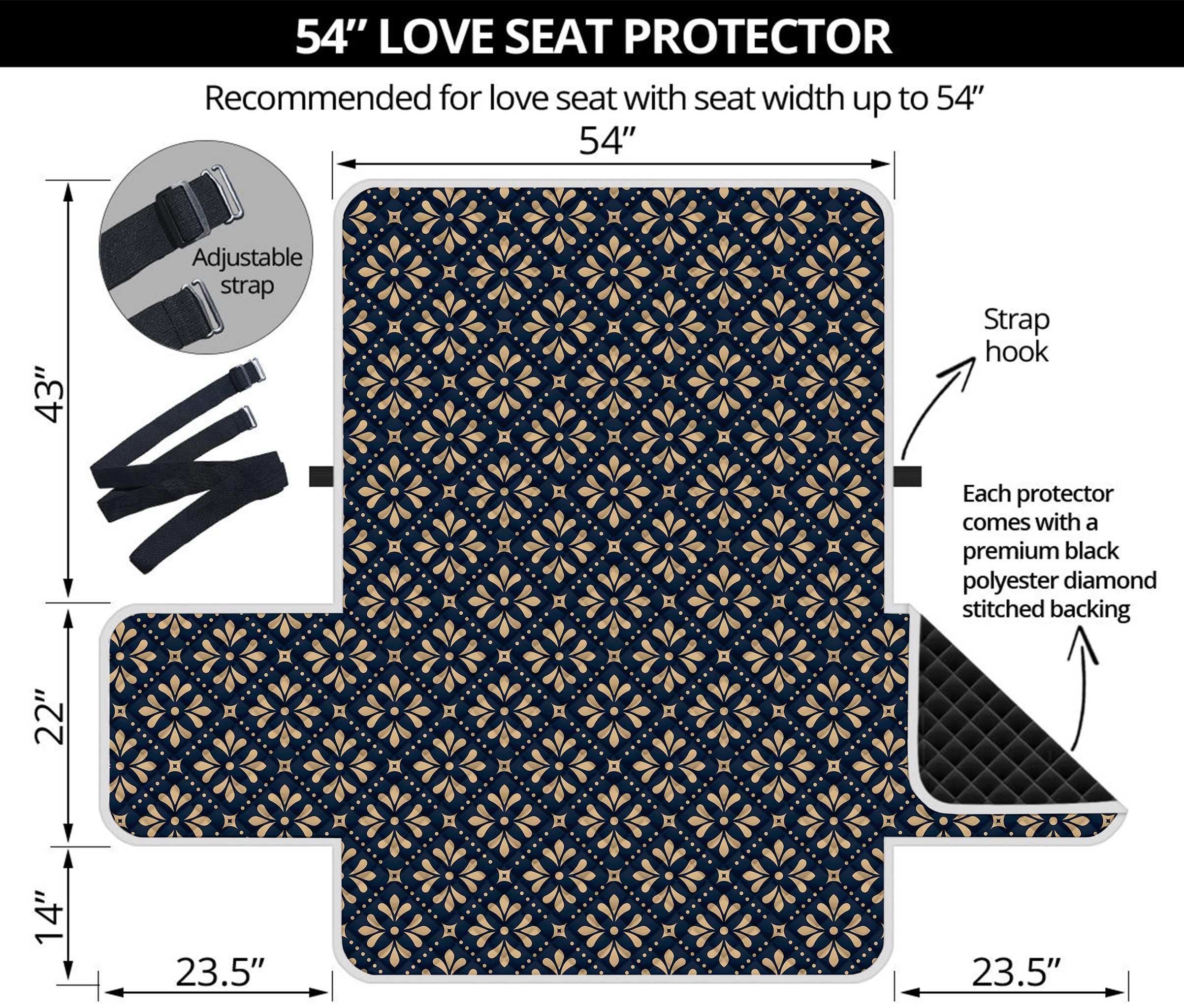 Geometric Floral Print Loveseat Protector