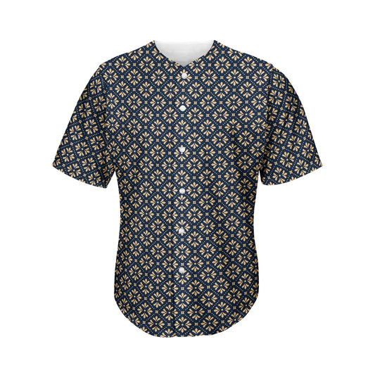 Geometric Floral Print Men's Baseball Jersey