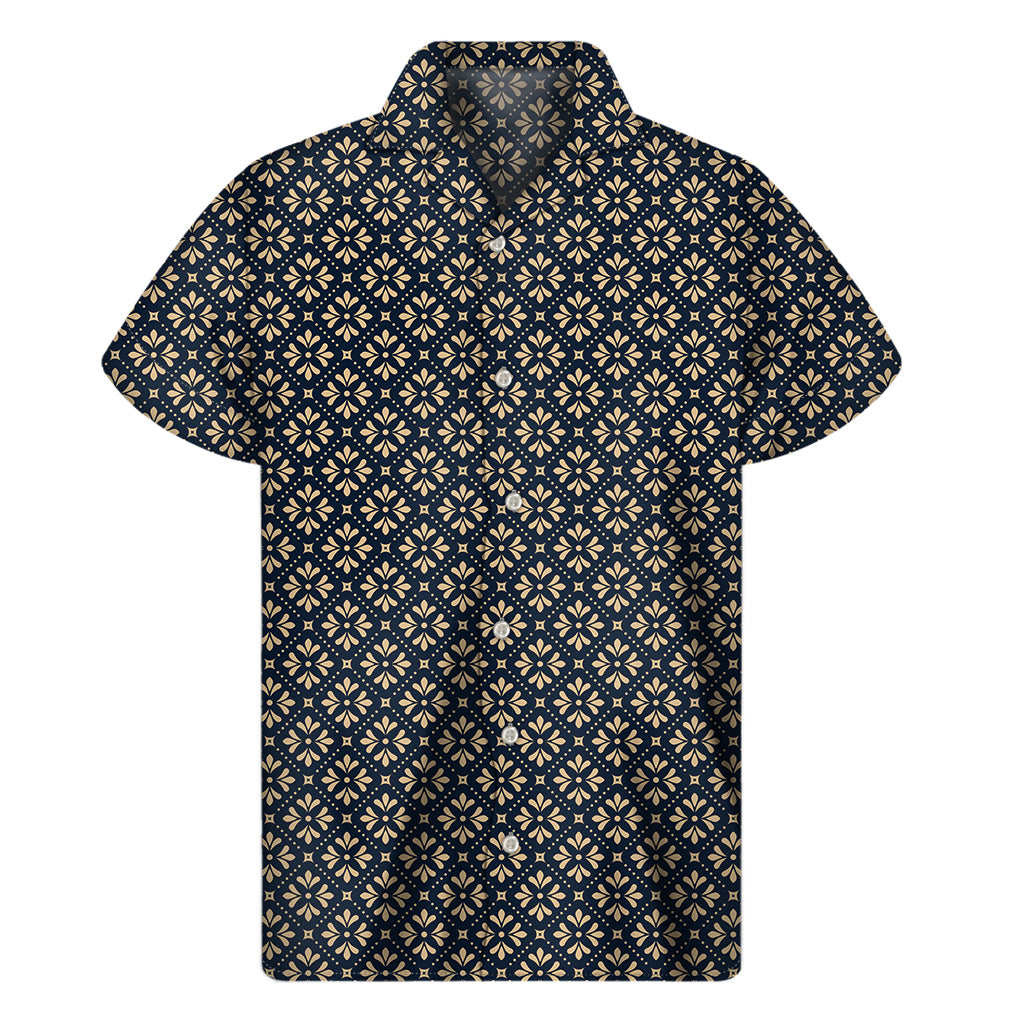 Geometric Floral Print Men's Short Sleeve Shirt