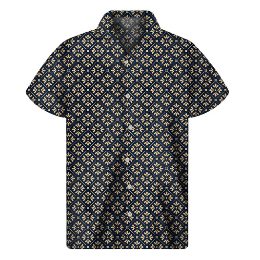 Geometric Floral Print Men's Short Sleeve Shirt