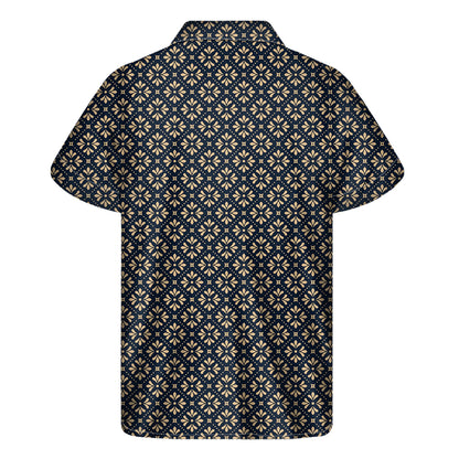 Geometric Floral Print Men's Short Sleeve Shirt
