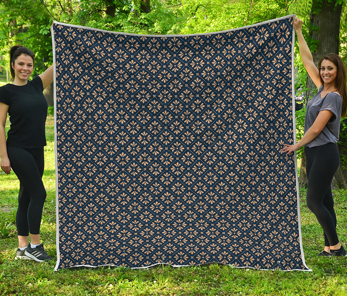 Geometric Floral Print Quilt