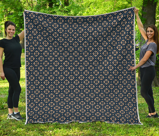 Geometric Floral Print Quilt