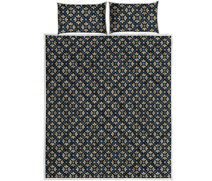 Geometric Floral Print Quilt Bed Set