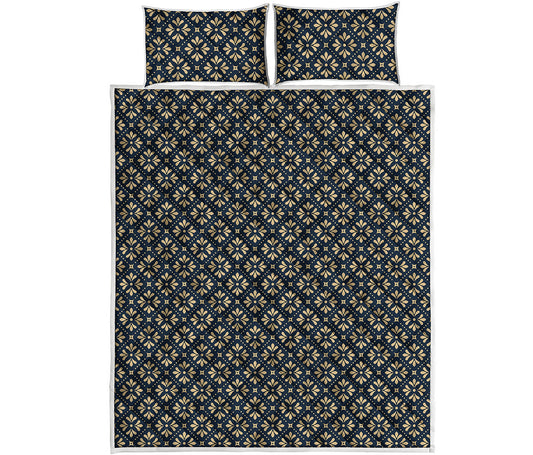 Geometric Floral Print Quilt Bed Set