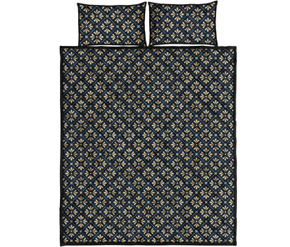 Geometric Floral Print Quilt Bed Set