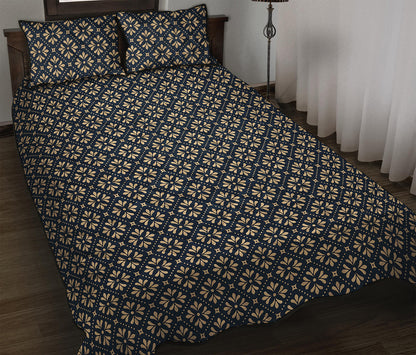 Geometric Floral Print Quilt Bed Set