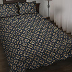 Geometric Floral Print Quilt Bed Set