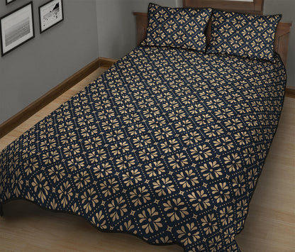 Geometric Floral Print Quilt Bed Set