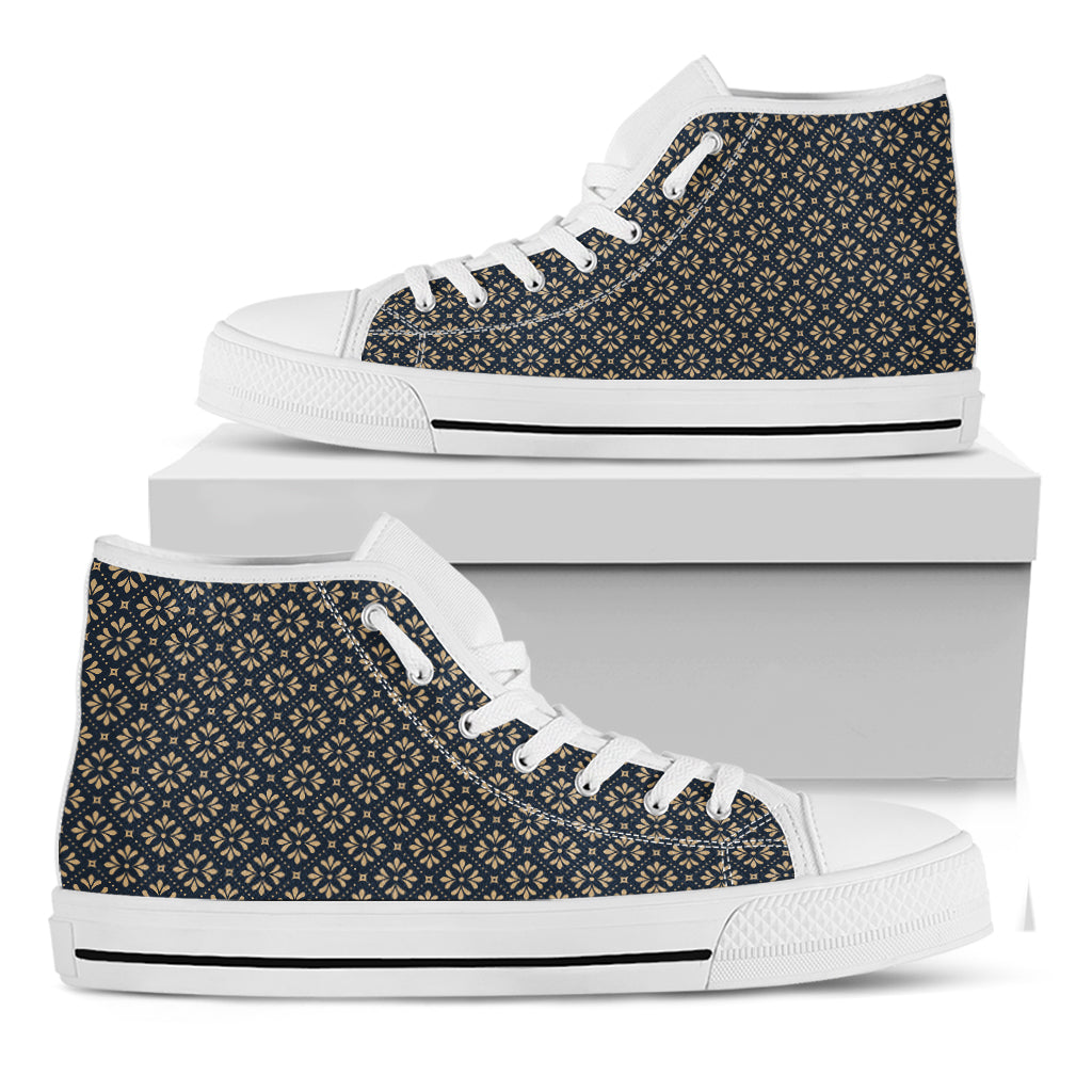 Geometric Floral Print White High Top Shoes