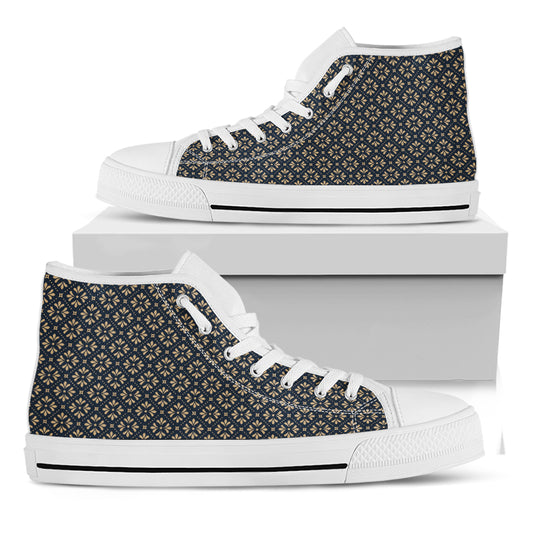 Geometric Floral Print White High Top Shoes