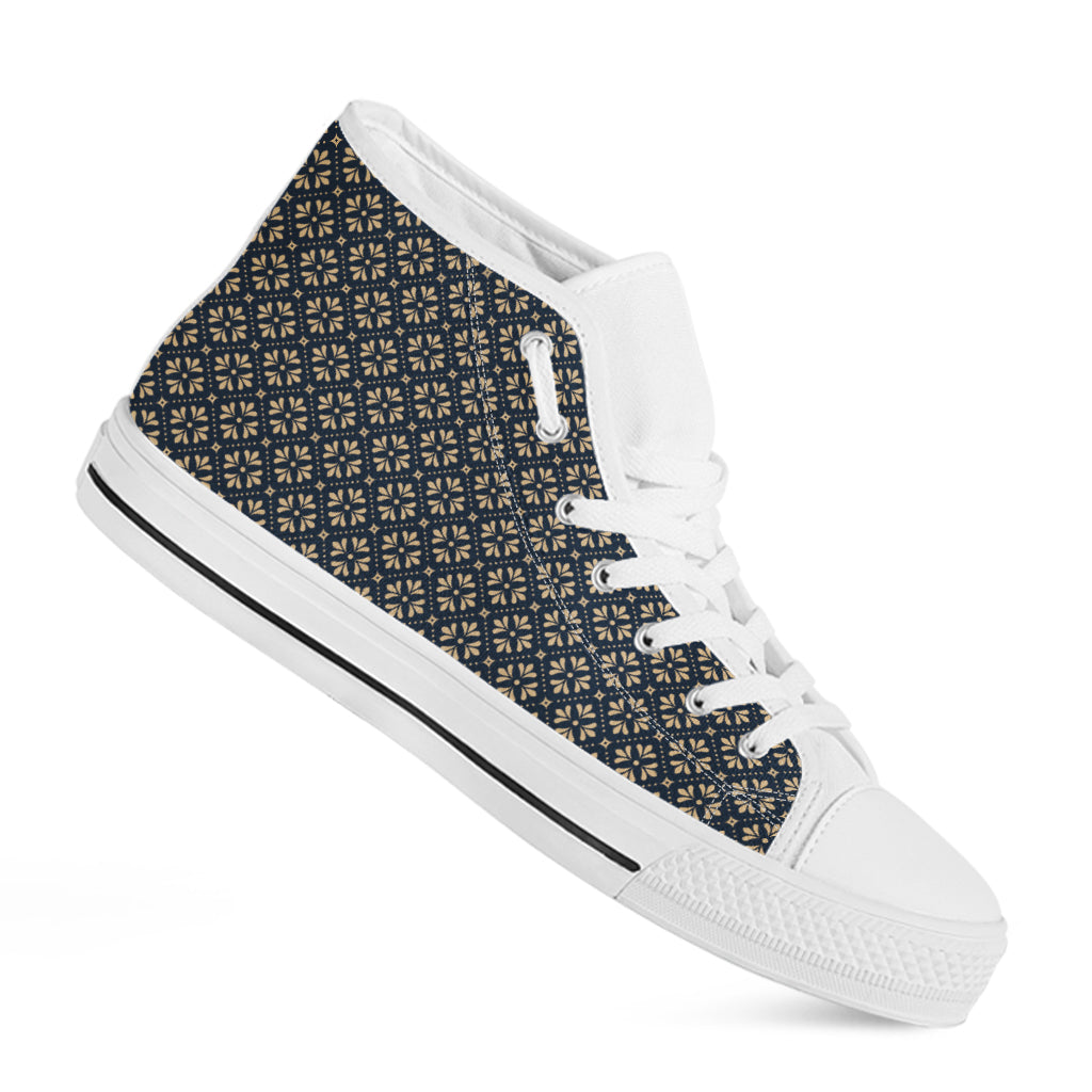 Geometric Floral Print White High Top Shoes