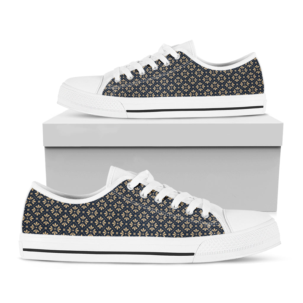 Geometric Floral Print White Low Top Shoes