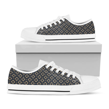 Geometric Floral Print White Low Top Shoes