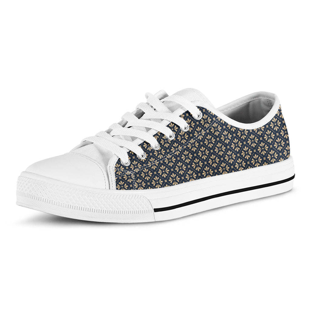 Geometric Floral Print White Low Top Shoes