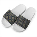 Geometric Floral Print White Slide Sandals