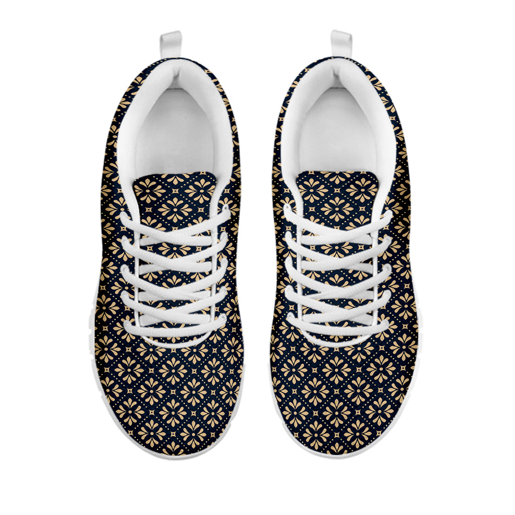Geometric Floral Print White Sneakers