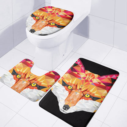 Geometric Fox Print 3 Piece Bath Mat Set