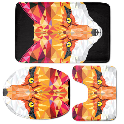 Geometric Fox Print 3 Piece Bath Mat Set