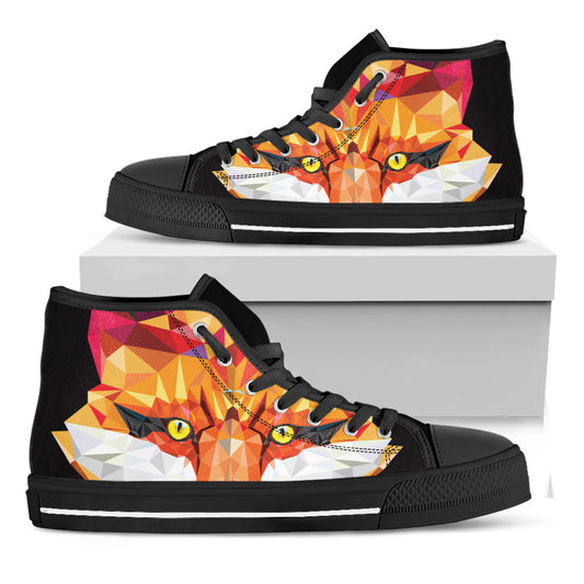 Geometric Fox Print Black High Top Shoes